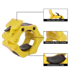 Protoner Fitness Olympic Rod Lock Barbell Clamp Collar Quick Release (Yellow) image 2