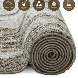 OBSESSIONS Cream Abstract Polyester Machine Made Carpet 6x9 Feet image 5