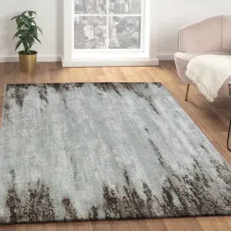 OBSESSIONS Cream Abstract Polyester Machine Made Carpet 6x9 Feet image 2