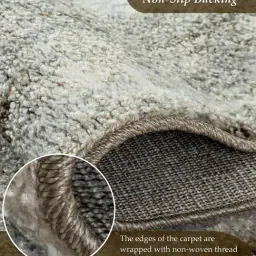 OBSESSIONS Cream Abstract Polyester Machine Made Carpet 6x9 Feet image 4