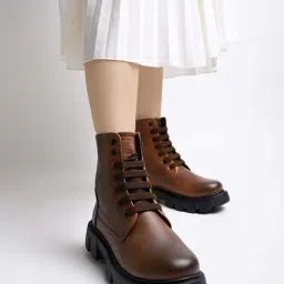 Shoetopia Kids Brown Casual Boots-image-4