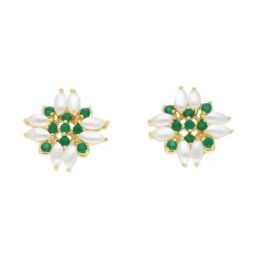 Sri Jagdamba Pearls Kiara Green & Pearl White Alloy Stud Earrings-picture-23