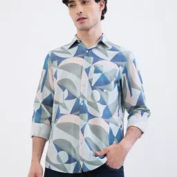 Spykar Silver Grey Cotton Regular Abstract Print Shirt-picture-46