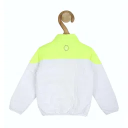 Allen Solly Junior White & Green Color Block Full Sleeves Jacket image 2