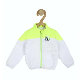 Allen Solly Junior White & Green Color Block Full Sleeves Jacket image 1