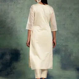 Libas Off White Embroidered A Line Kurta image 2