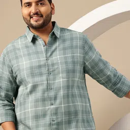 Sztori Plus Size Comfort Tartan Checked Pure Cotton Casual Shirt-picture-19