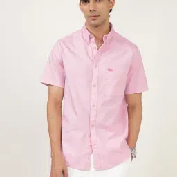 Andamen Pink Slim Fit Solid Casual Shirt-image-40