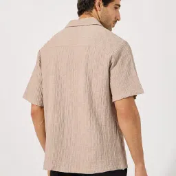 Styli Beige Relaxed Fit Self Pattern Shirt image 2