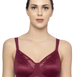 Triumph Maroon Self Print Non Padded Bra image 2