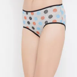 Clovia Grey Polka Dot Hipster Panty image 3