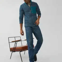 XYXX Sea Blue Regular Fit High Neck Sweatshirt image 5