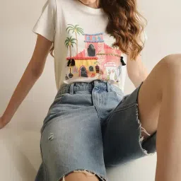 Vero Moda White Printed T-Shirt-image-20