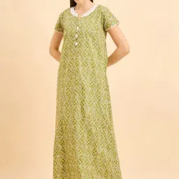 Sweet Dreams Green Cotton Printed Nighty-image-23
