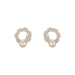 Saraf RS Jewellery Silver Plated AD and Pearl Studded Floral Contemporary Stud Earrings-picture-10