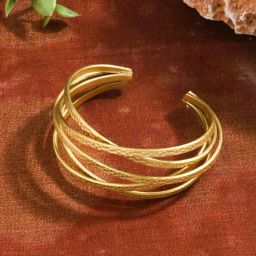 Accessorize London Women's Gold Matte Woven Cuff Bracelet-picture-44