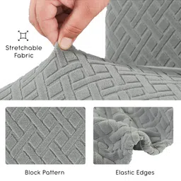 Yellow Weaves Grey 2 Pieces Textured Jacquard Stretchable Chair Cover image 3