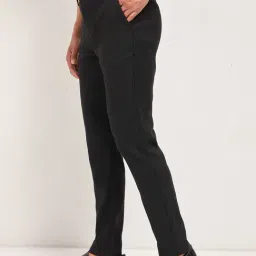 The Bear House Black Slim Fit Textured Trousers image 3