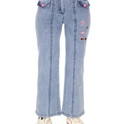 Cutecumber Kids Blue Embroidered Jeans image 3