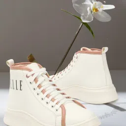 Elle Women's White Ankle High Sneakers-image-12