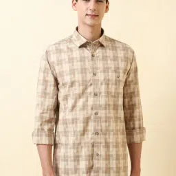 Allen Solly Beige Cotton Regular Fit Checks Shirt-picture-37