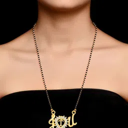 DIVASTRI Gold-Plated CZ With AD Stone Studded & Beaded T Alphabet Pendant Mangalsutra-picture-34