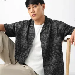 The Souled Store Grey Cotton Printed Relaxed Fit Shirt-image-93