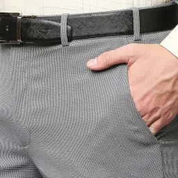 Park Avenue Grey Super Slim Fit Flat Front Trousers image 4