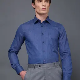 Daniel Hechter Blue Cotton Slim Fit Solid Formal Shirt-picture-14