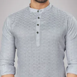 JUGG JUGG JEEYO Men Geometric Woven Design Mandarin Collar Straight Kurta image 5