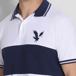 American Eagle Outfitters White Regular Fit Colour Block Polo T-Shirt image 4
