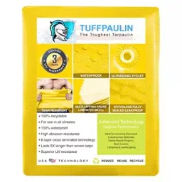 generic Shubham 18 x 24 ft 170 GSM Yellow Tarpaulin for Areas prone to heavy rainfall image 2