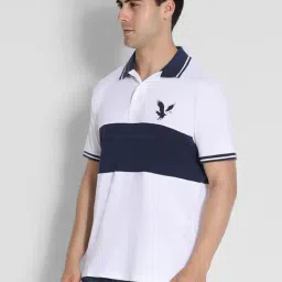 American Eagle Outfitters White Regular Fit Colour Block Polo T-Shirt image 3