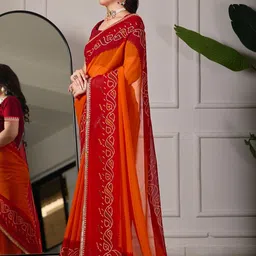 TINA FASHION Sequinned Bandhani Saree image 5