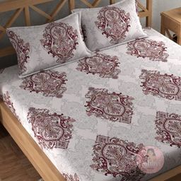 CHHAVI INDIA Grey & Off White Printed 210 TC Microfiber Queen Bedsheet Set 1.83 m x 1.98 m-picture-14
