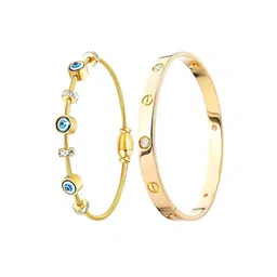 MEENAZ Set Of 2 Gold-Plated Stainless Steel Kada Bracelet-picture-23