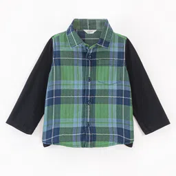 INFINITY Twill Cotton Full Sleeves Checked With Knitted Shirt - Green-image-10