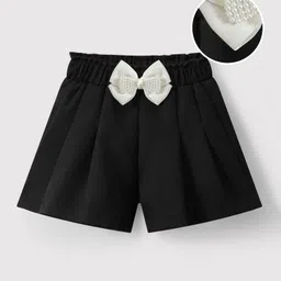 Mark & Mia Solid Colour Shorts With Bow Applique - Black-picture-14