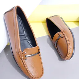 Shoetopia Metal Applique Detailed Loafers - Tan-picture-32