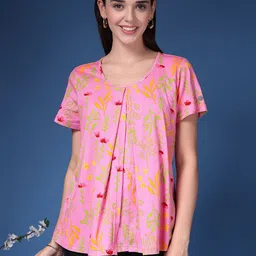 House Of Zelena Rosalie Women Floral Maternity & Nursing Top-image-26