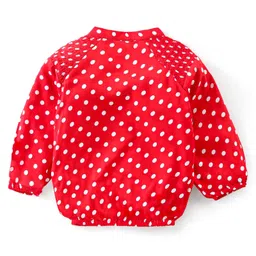 Babyhug Rayon Knit Full Sleeves Top With  Polka Dots Print - Red image 2