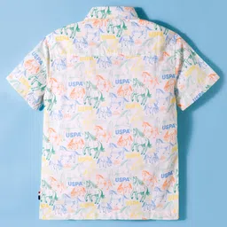 US Polo Assn Cotton Woven Half Sleeves Shirt With Horse Print - White image 3