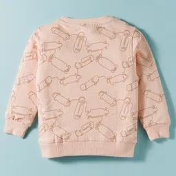 Smarty Boys 100% Cotton Knit Full Sleeves T-Shirt & Lounge Pants Set With Text Print - Peach image 3