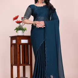 K 5 Fashion Embroidered Pure Chiffon Maheshwari Saree-picture-25