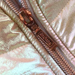 Babyhug Full Sleeves Front Open Padded Hooded Holographic Jacket with Sequin Bow Embroidery - Silver image 4