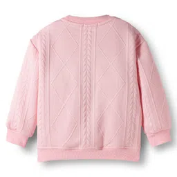 Mark & Mia Full Sleeves Winter Wear T-Shirt & Joggers Set With Floral Applique - Pink image 3