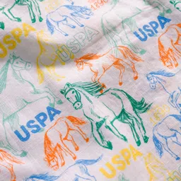 US Polo Assn Cotton Woven Half Sleeves Shirt With Horse Print - White image 5