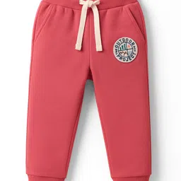 Ollypop Looper Knit Full Sleeves Striped T-Shirt & Lounge Pant Set With Camping Print & Badge Detailing - Cream & Red image 4