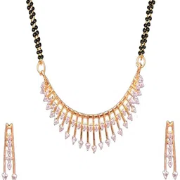 Jaimy Gold-Plated Artificial Stones Studded And Beaded Mangalsutra-picture-23