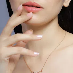 DressBerry Gold-Plated Solitaire CZ Studded Heart Shaped Minimal Pendant with Chain image 5